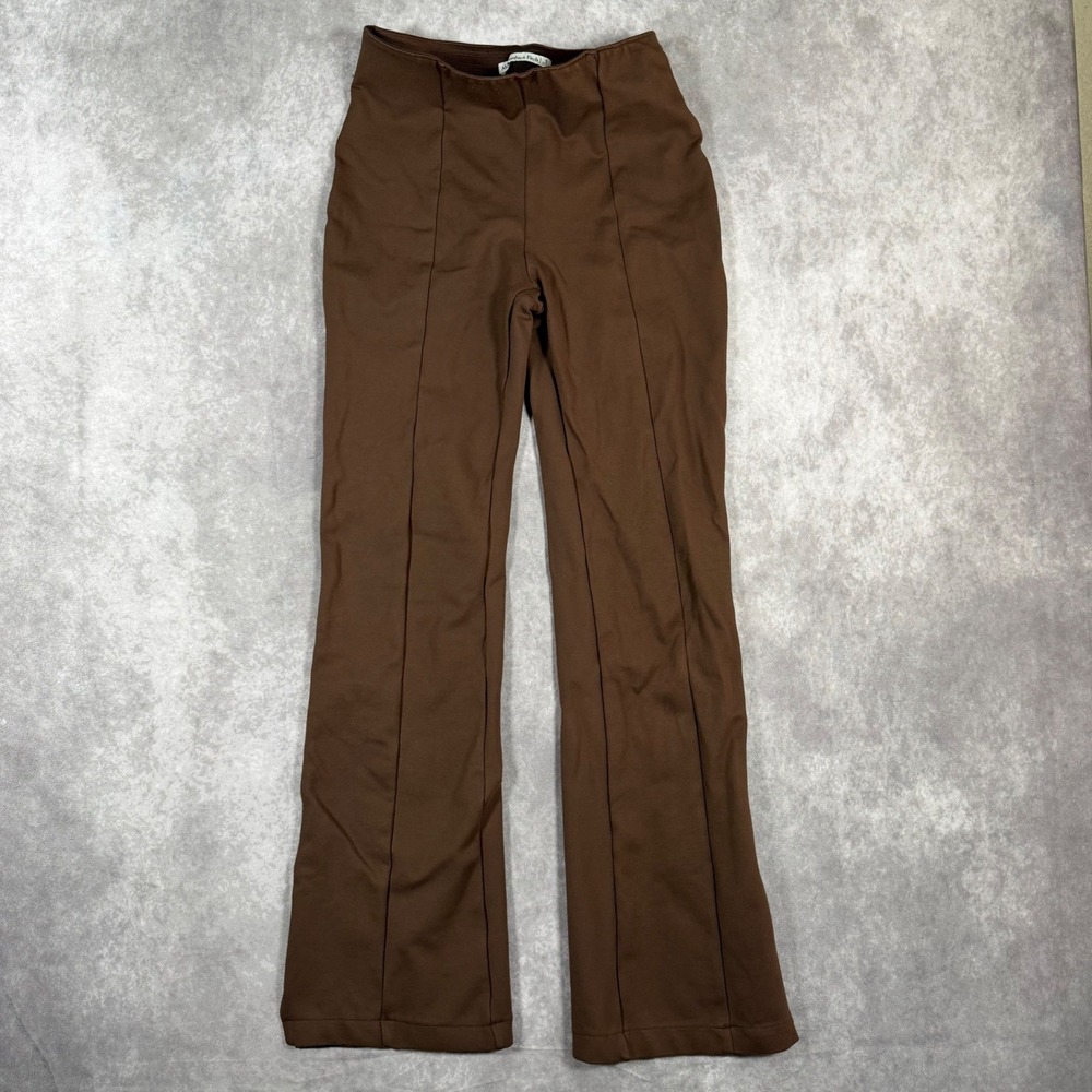 Abercrombie & Fitch Brown Wide Leg Front Seam Split Hem Pull On Pants Small Chic